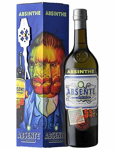 Absinthe Liqueur aux plantes d’Absinthe avec boîte et cuillére à absente 70 cl.