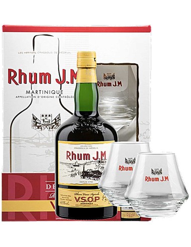 Rhum J. M Vieux Agricole VSOP avec 2 verres 70 cl.