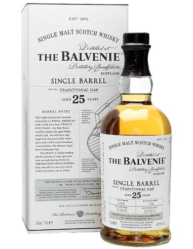 Single Malt Scotch Whisky Balvenie Single Barrel 25 ans 70 cl.