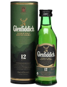 Single Malt Whisky Glenfiddich Glas Tube 12 ans 5 cl.