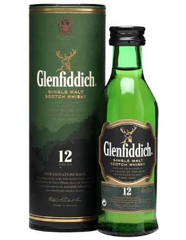 Single Malt Whisky Glenfiddich Glas Tube 12 ans 5 cl.