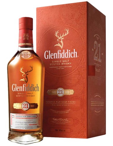 Single Malt Scotch Whisky Glenfiddich Reserva Rum Cask Finish 21 ans 70 cl.