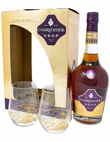 Cognac Courvoisier VSOP 40 % 2 verres 70 cl.