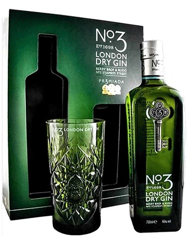 Gin No. 3 London Dry avec verre longdrink 70 cl.