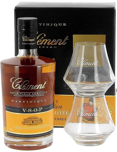 Rhum Clément Martinique Vieux Boite Cadeau avec 2 verres 70 cl.