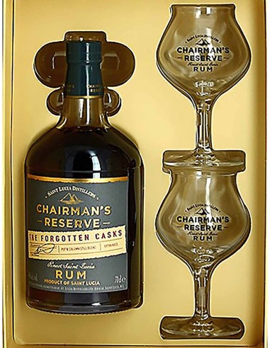 Rum Chairman's Reserve Saint Lucia The Forgotten Casks Coffret avec 2 verres 70 cl.