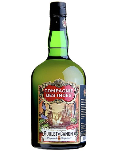 Ron Compagnie des Indes Boulet de Canon N° 6 - Blend from Panama & Nicaragua "Affinage en fût de Whisky Tourbé" 70 cl.