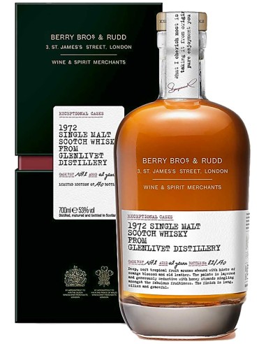Blended Malt Scotch Whisky Berrys’ Own Selection Glenlivet 1972 - Cask No.1072 âgé 42 ans (Exceptional Casks) 70 cl.