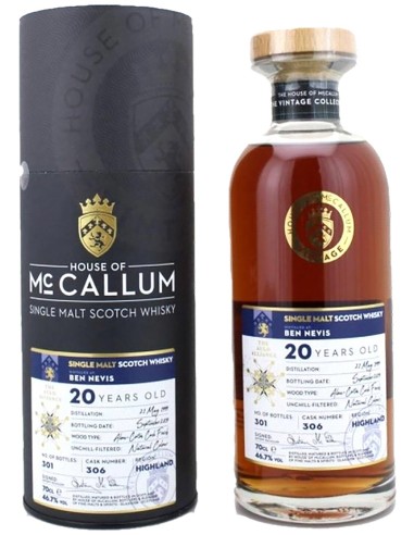 Blended Scotch Whisky House of McCallum Ben Nevis 20 ans Aloxe Corton Cask Finish 70 cl.