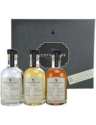 English Single Malt Whisky Cotswolds Test Batch Series Vol. 2 (3 x 20cl / New Make / ex-Bourbon / ex-Red Wine) 60 cl.