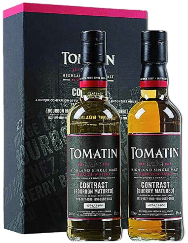 Single Malt Scotch Whisky Tomatin Contrast Limited Edition - Ex-Bourbon / Ex-Sherry Casks Fully Matured (2 x 35cl) 70 cl.