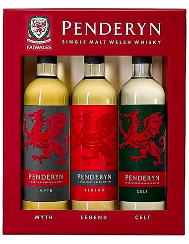 Welsh Single Malt Whisky Penderyn Trio avec Myth, Legend, Celt (3 x 20cl) 60 cl.